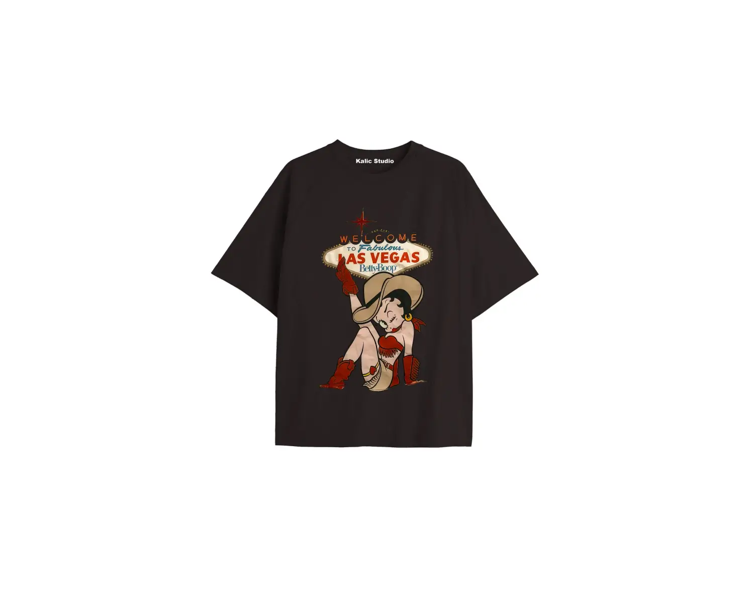 Betty boop las vegas oversize t-shirt beyaz