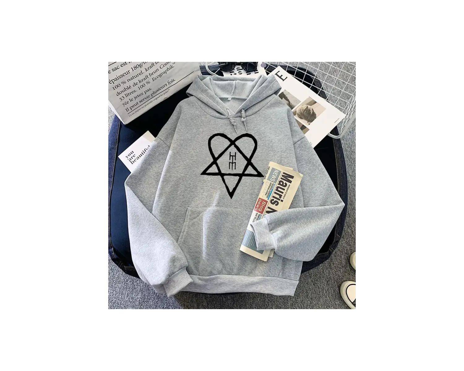 Beyaz Ağır zihinsel onu Ville Valo grafik Hoodies Hoodies dera Mujerrahat uzun koll