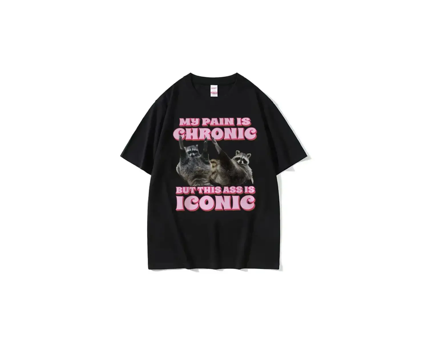 Beyaz Ağrıyım Kronik Ama Bu Göt İkonik Komik Rakun Meme Vintage Kawaii Ç