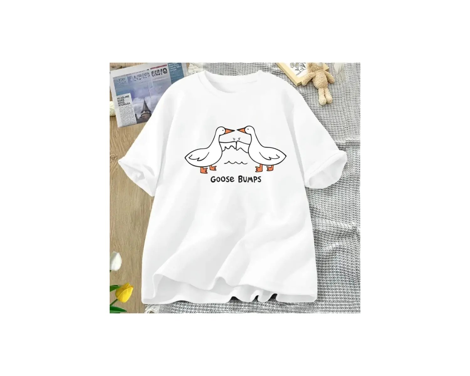 Beyaz Aptal Kaz Darbeleri Komik baskılı Yaz Gevşek