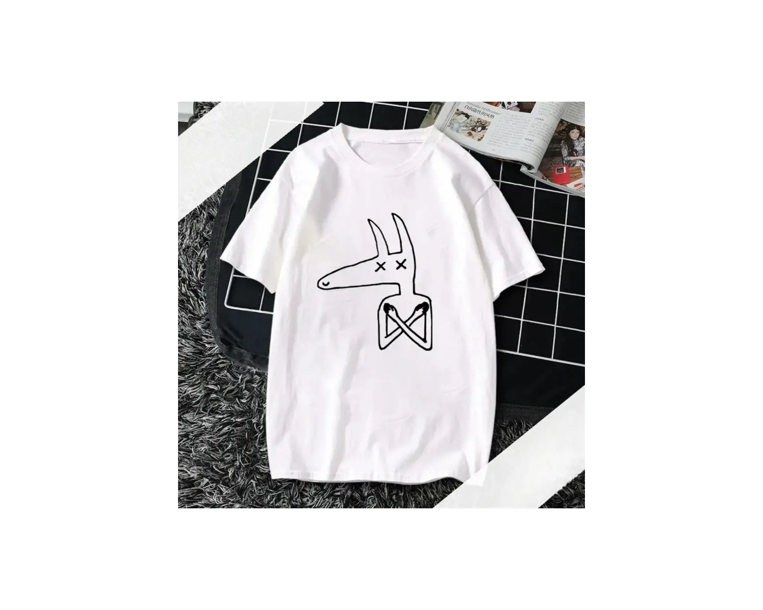 Beyaz Araba Koltuğu Müzik Grubu Kafalık Klasik DMN Uzun kollu Tee Yaz Bisiklet Yaka