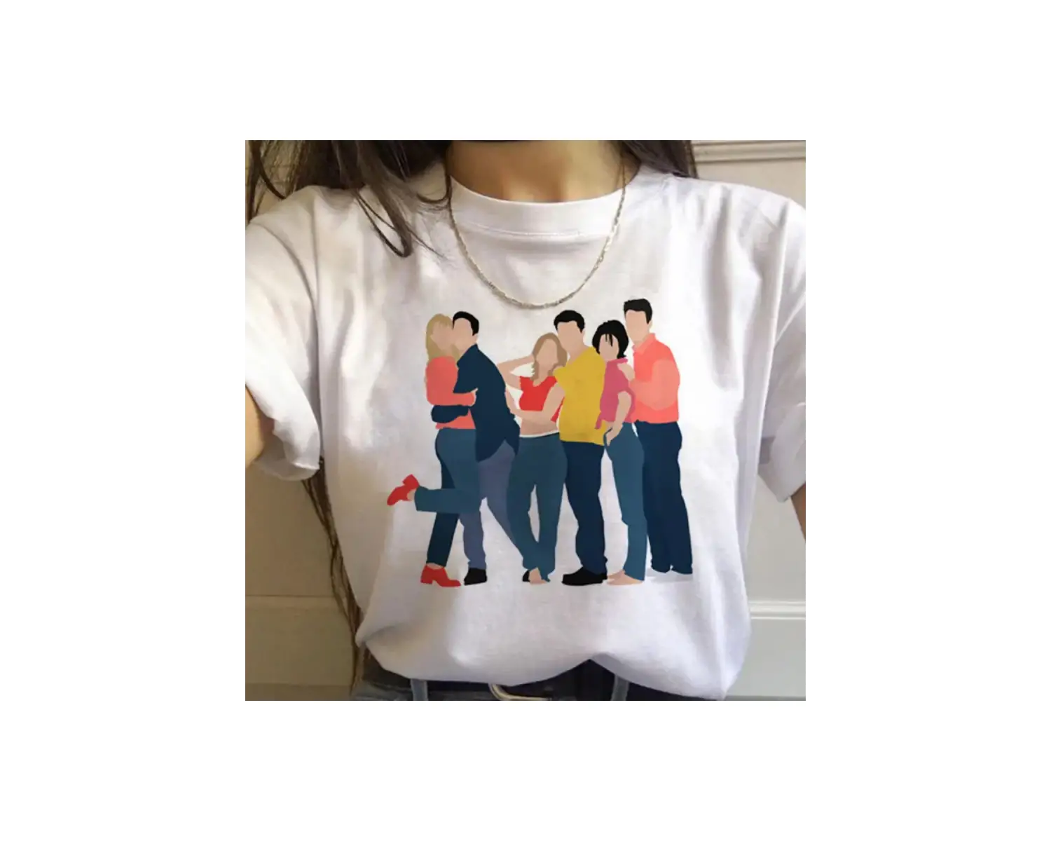 Beyaz Arkadaşlar TV Gösterisi harajuku Ullzang Karikatür Baskı 90s Grafi