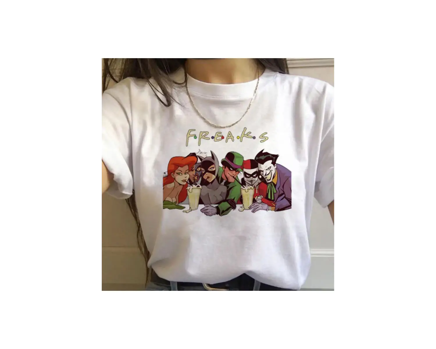 Beyaz Arkadaşlar TV Gösterisi harajuku Ullzang Karikatür Baskı 90s Grafi