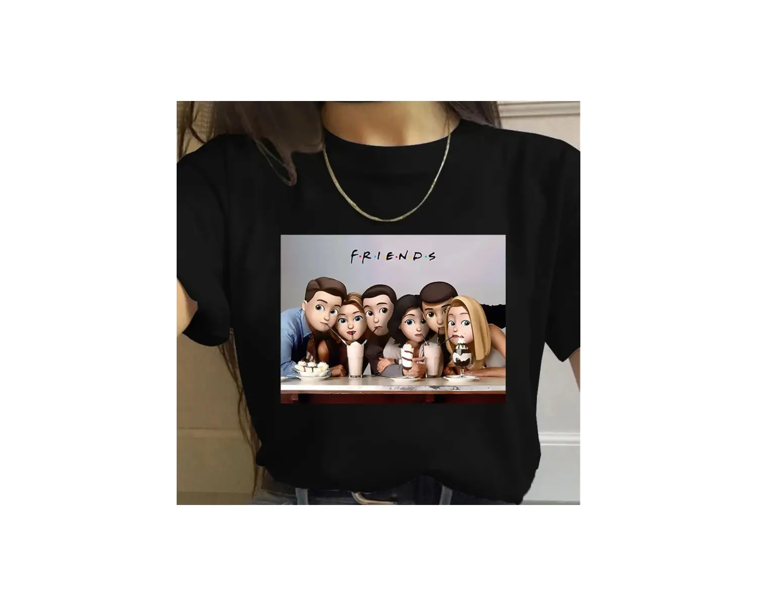 Beyaz Arkadaşlar TV Gösterisi harajuku Ullzang Karikatür Baskı 90s Grafi