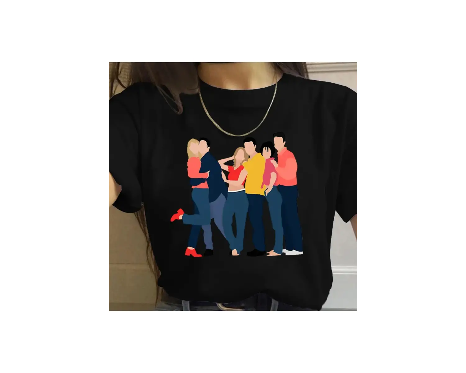 Beyaz Arkadaşlar TV Gösterisi harajuku Ullzang Karikatür Baskı 90s Grafi