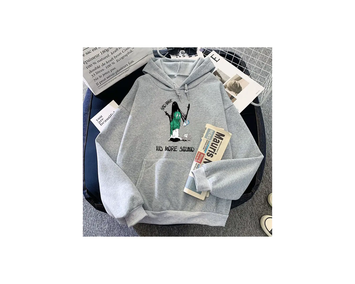 Beyaz Artık ses Sad Park Hoodies sıcak komik grafikCasual deras ra