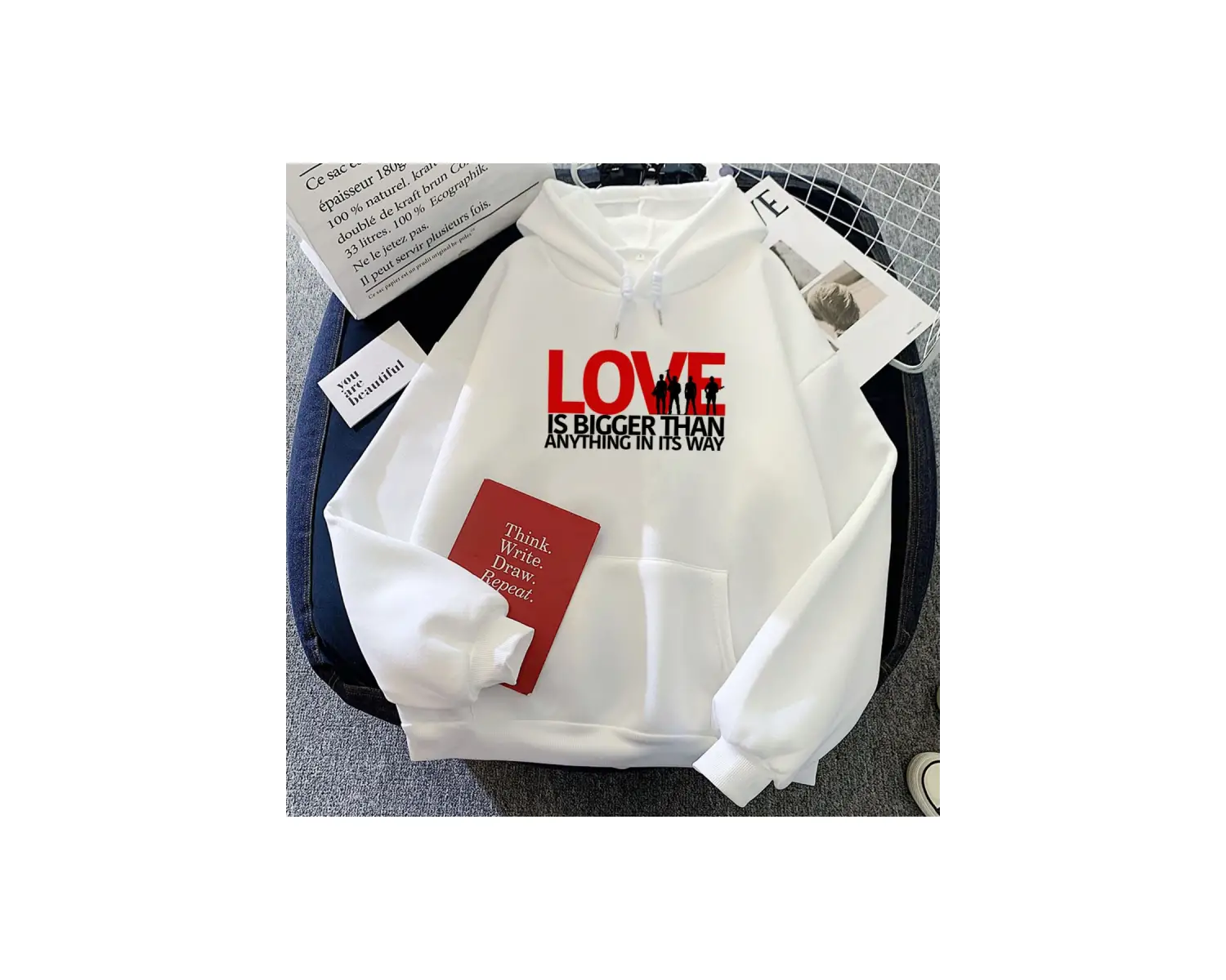 Beyaz Aşk yolunda her şeyden daha büyüktür Hoodies Rock Band U2 Hip Hop larle