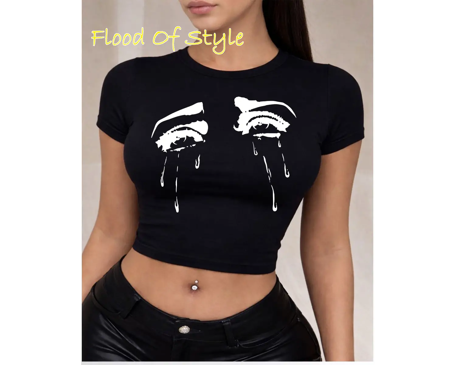 Beyaz Babby Tee ağlayan gözler Özel tasarım