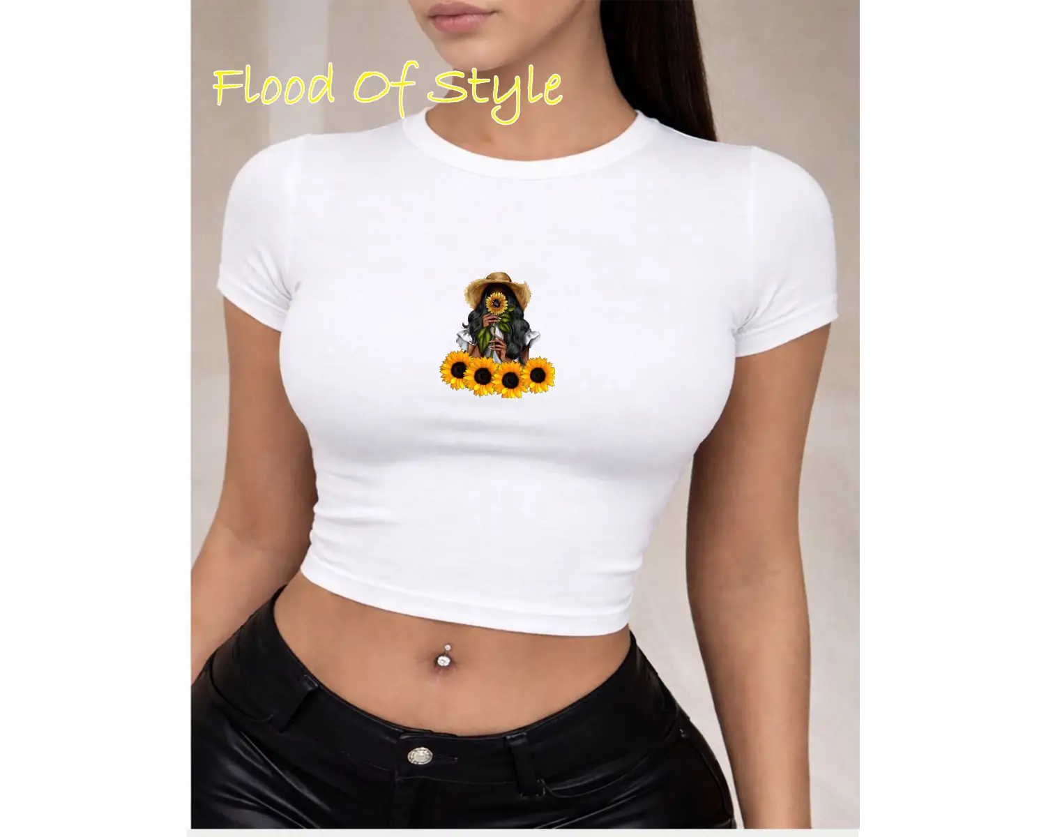 Beyaz Babby Tee ay çiçeği Özel tasarım