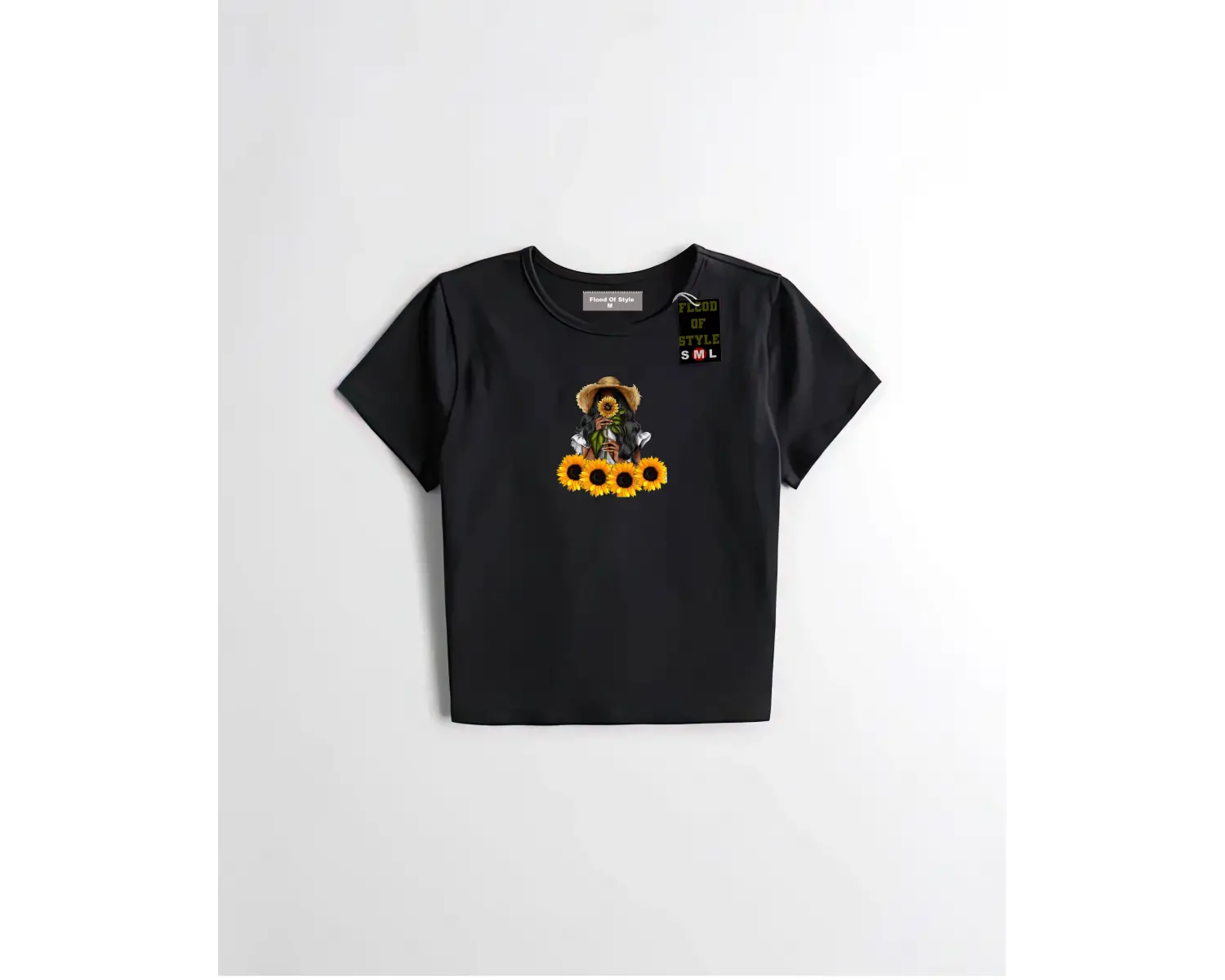 Beyaz Babby Tee ay çiçeği Özel tasarım