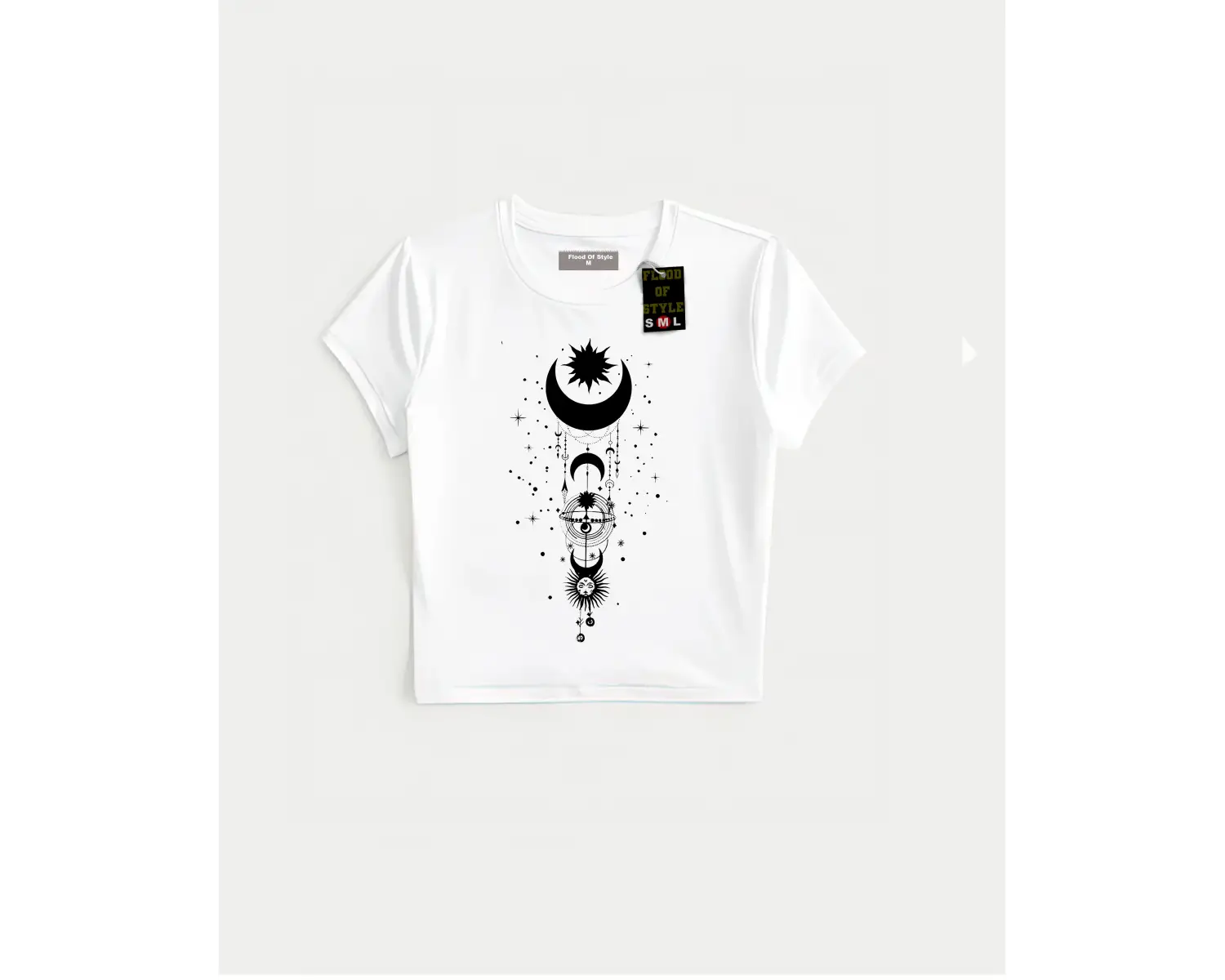 Beyaz Babby Tee ay yıldız minimal Özel tasarım