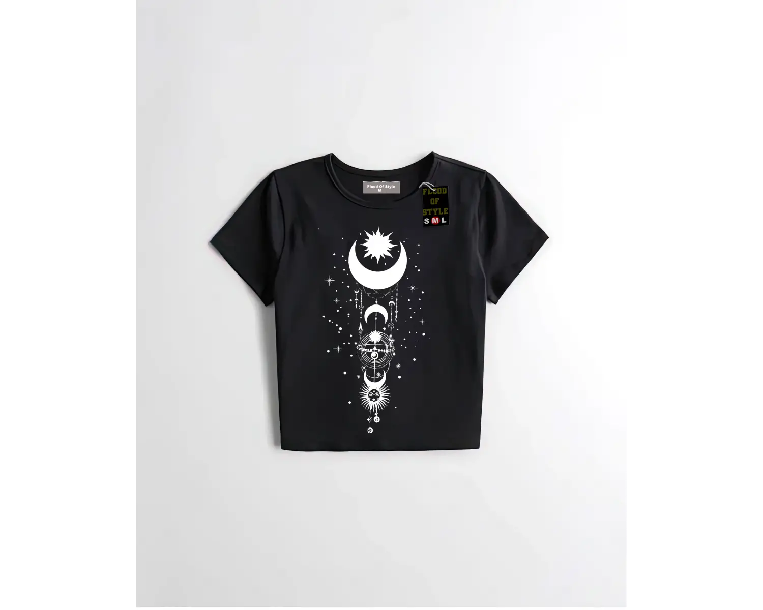 Beyaz Babby Tee ay yıldız minimal Özel tasarım