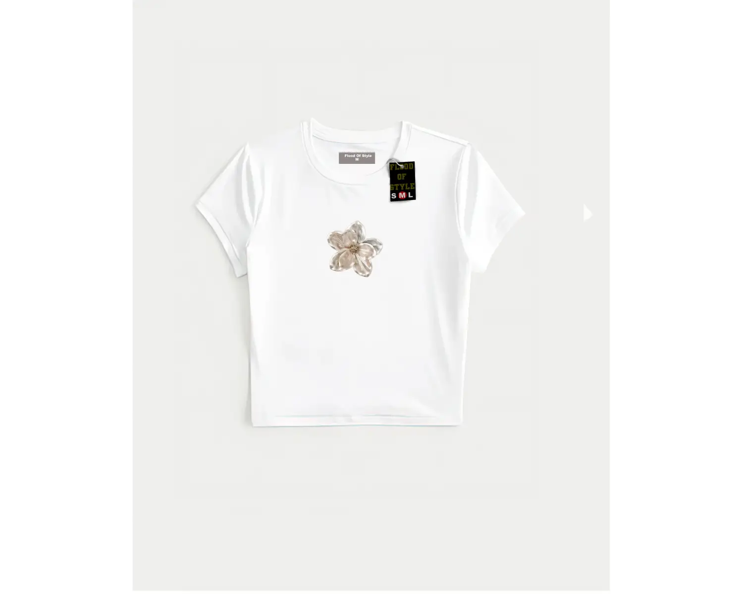 Beyaz Babby Tee bej çiçek Özel tasarım