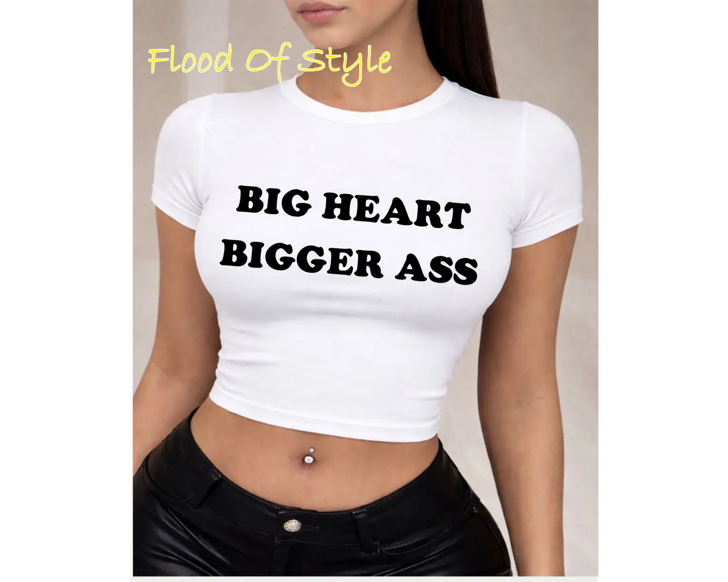 Beyaz Babby Tee bıg heart bıgger ass Özel tasarım