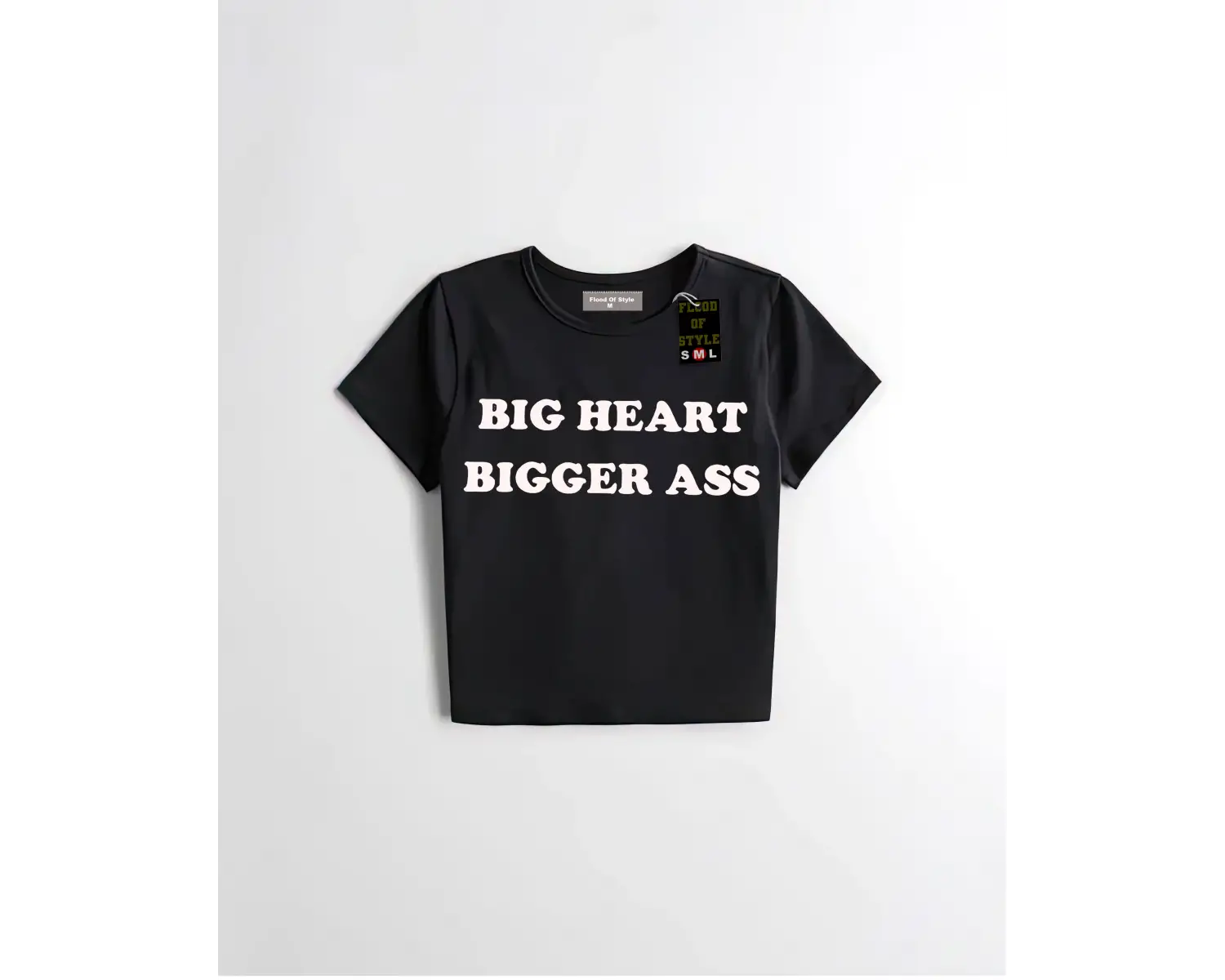 Beyaz Babby Tee bıg heart bıgger ass Özel tasarım