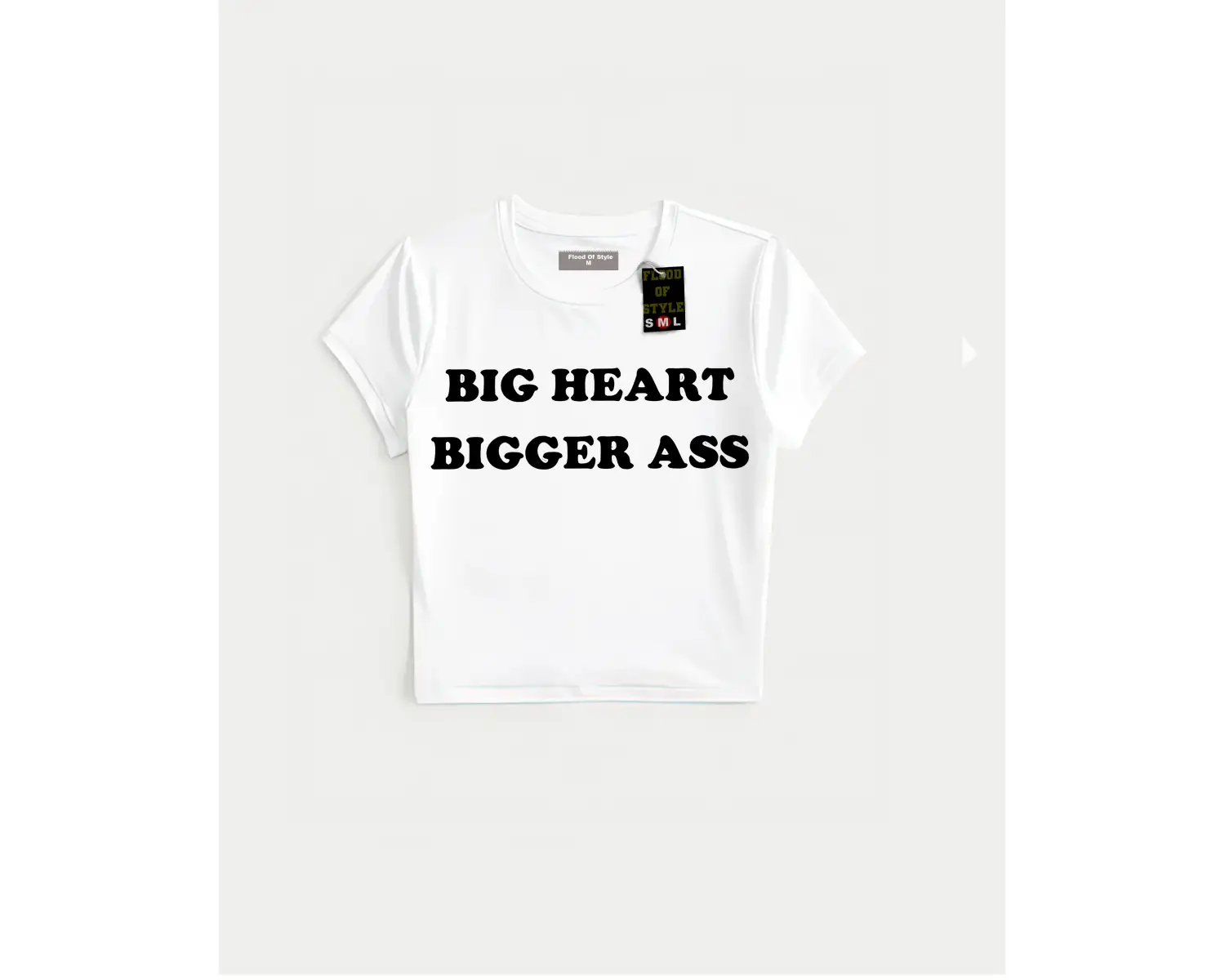 Beyaz Babby Tee bıg heart bıgger ass Özel tasarım