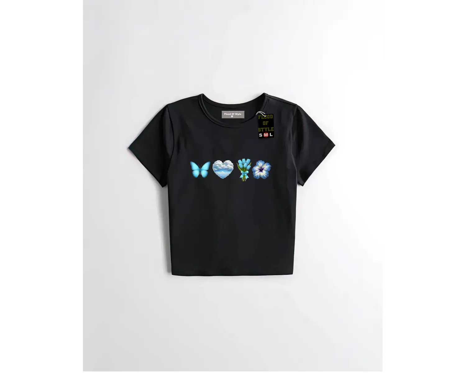 Beyaz Babby Tee bulut kalpla lekelebek Özel tasarım