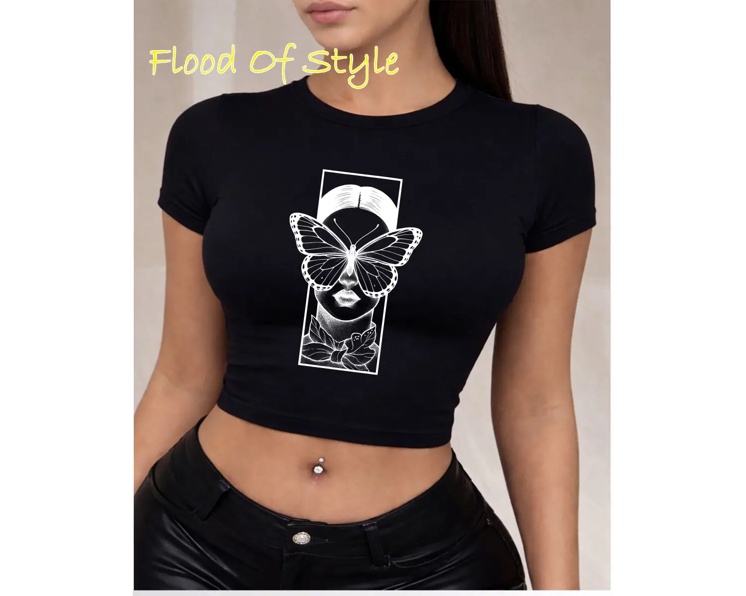 Beyaz Babby Tee çerçeve yüz kelebek Özel tasarım