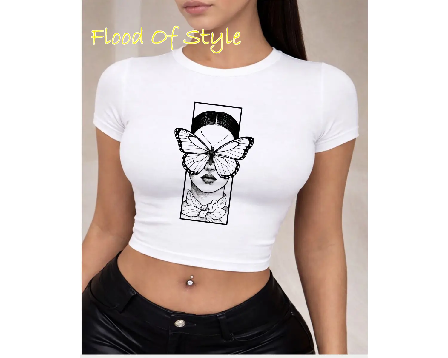 Beyaz Babby Tee çerçeve yüz kelebek Özel tasarım