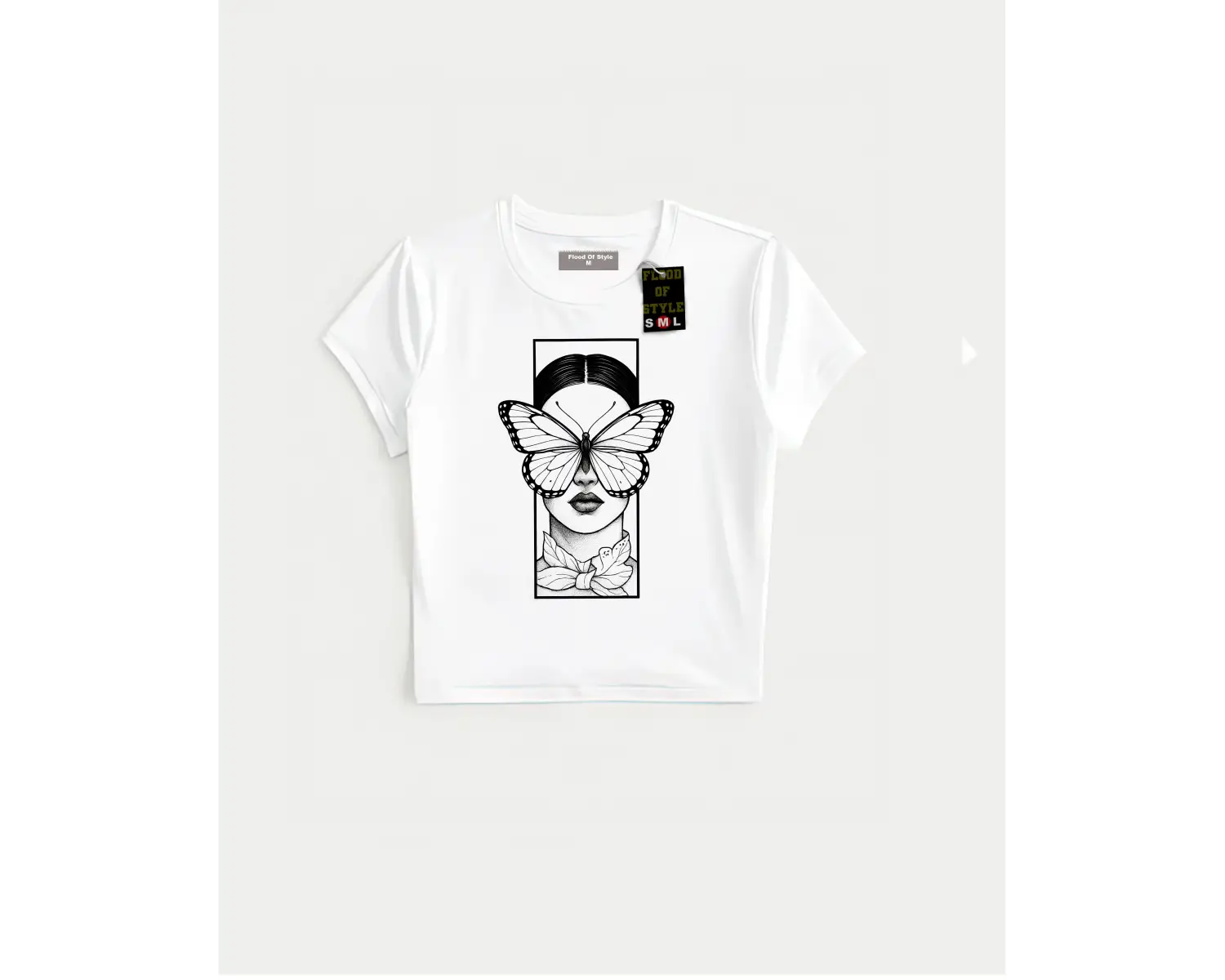 Beyaz Babby Tee çerçeve yüz kelebek Özel tasarım