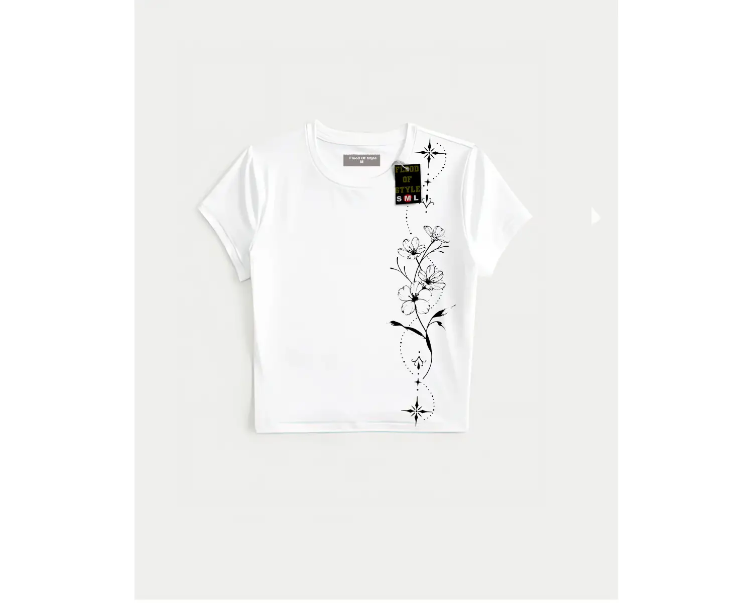 Beyaz Babby Tee çiçek dal yıldız Özel tasarım