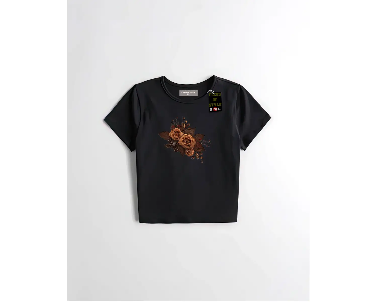 Beyaz Babby Tee çiçek kahverengi Özel tasarım