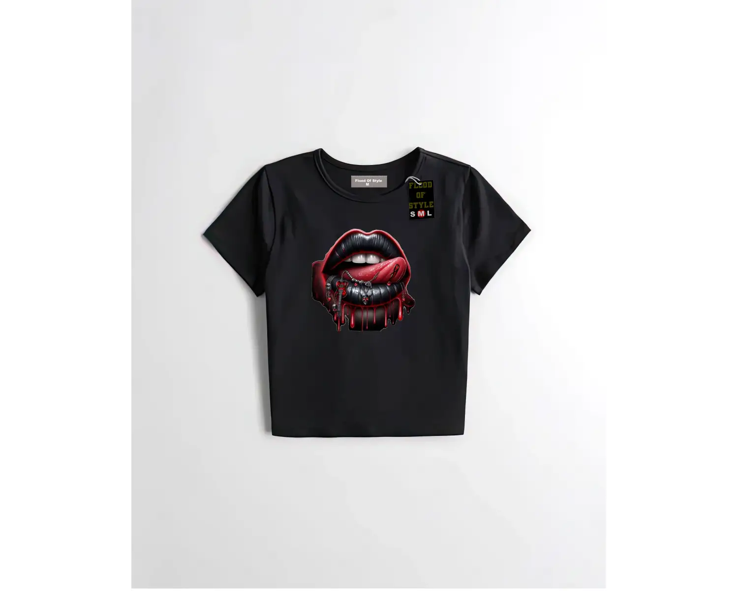 Beyaz Babby Tee dudak dil diş Özel tasarım