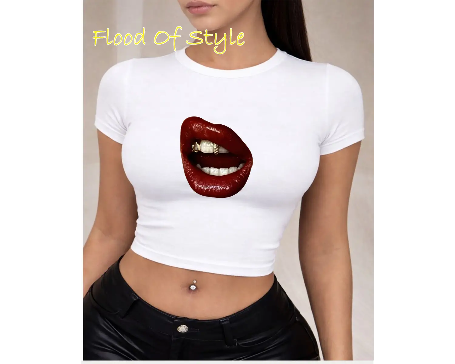 Beyaz Babby Tee dudak Özel tasarım