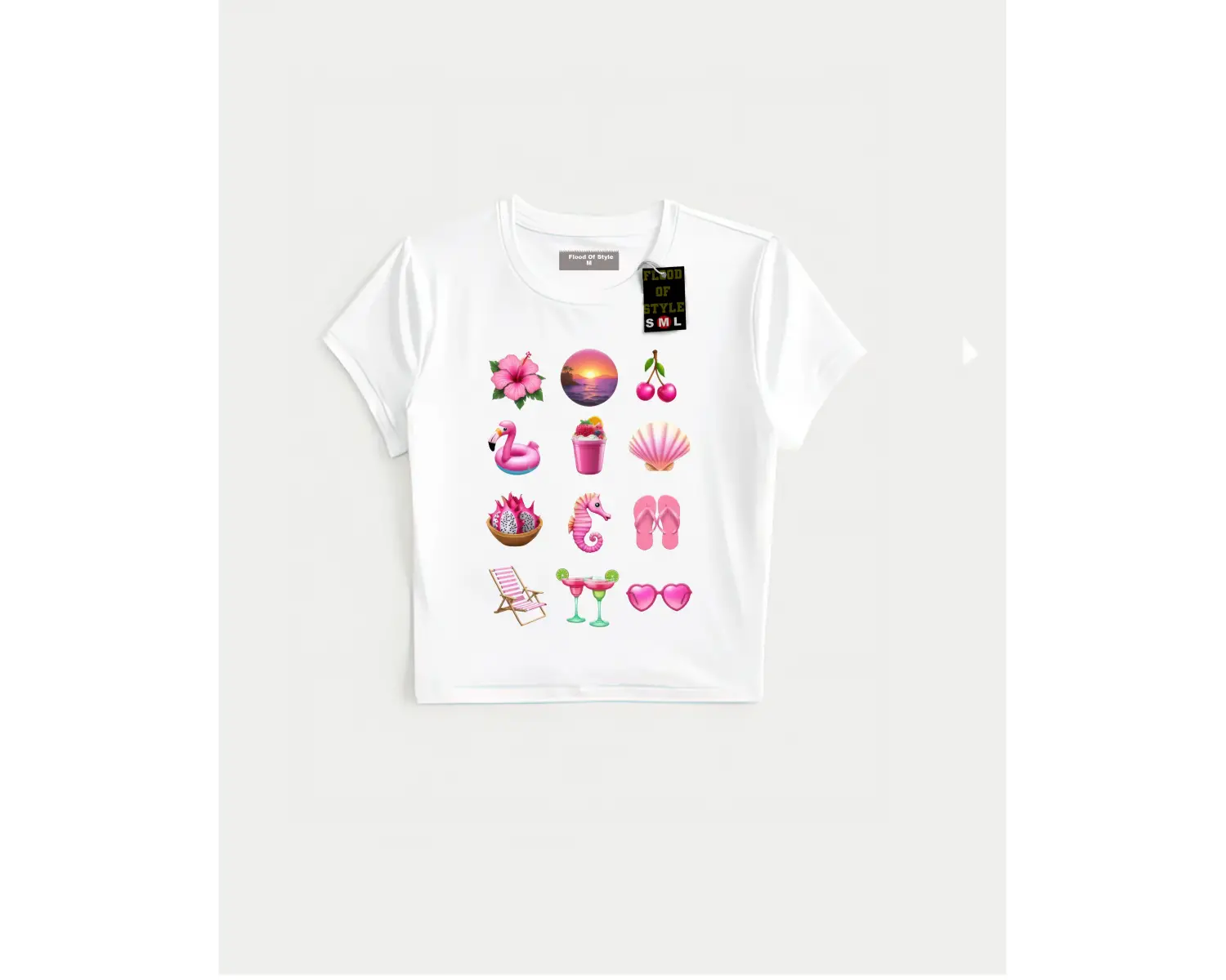 Beyaz Babby Tee emoji pink Özel tasarım