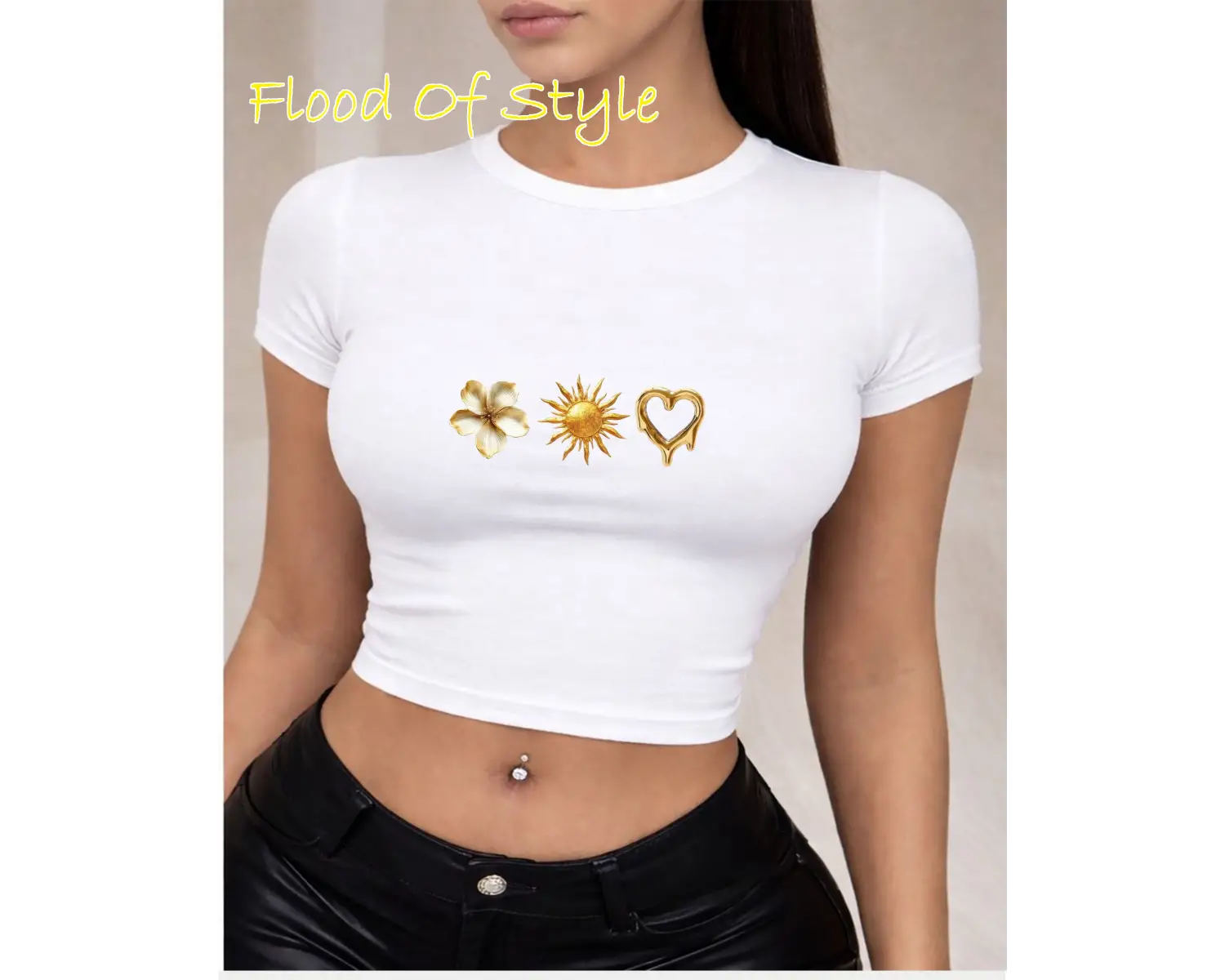 Beyaz Babby Tee güneş kalp çiçek Özel tasarım