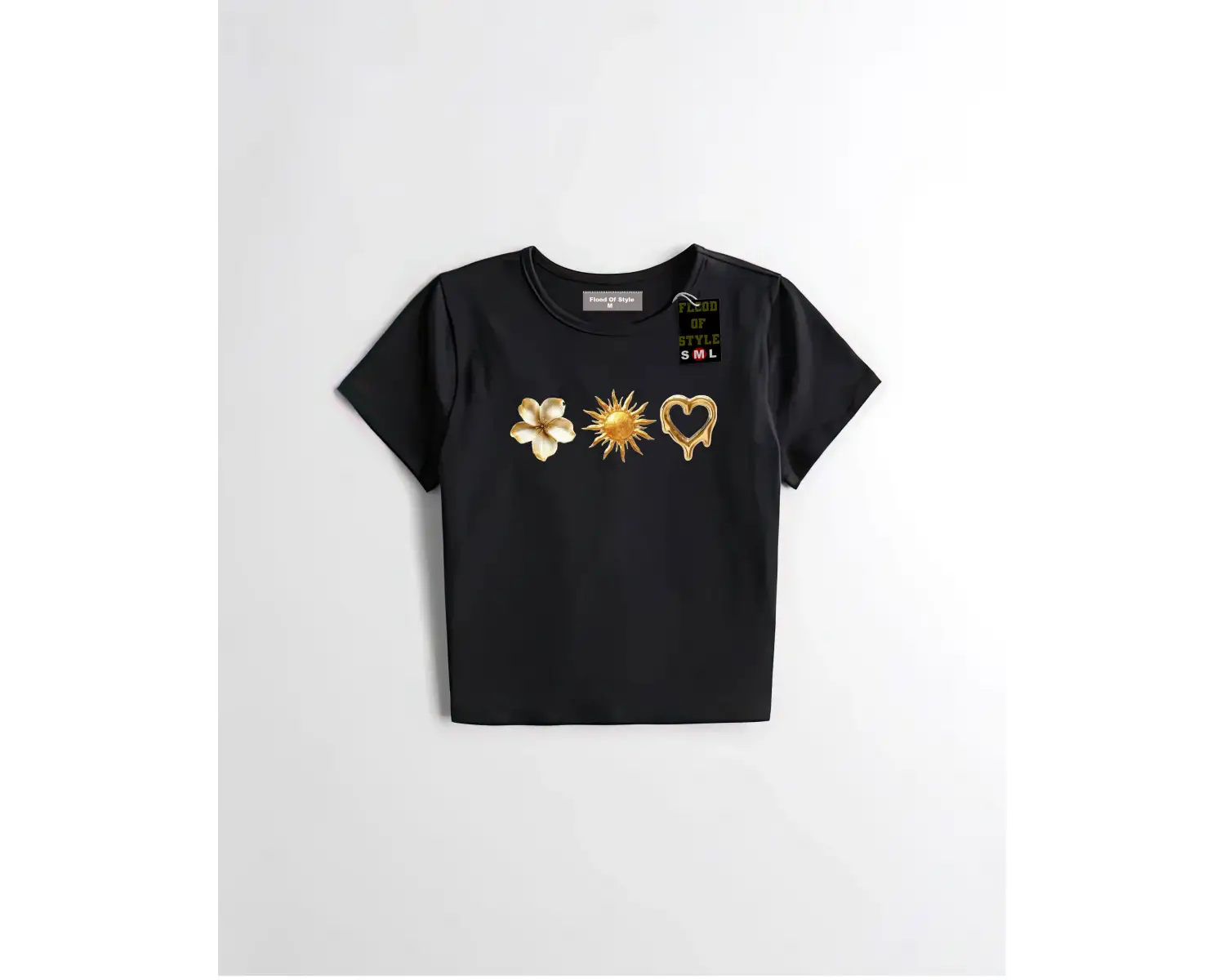 Beyaz Babby Tee güneş kalp çiçek Özel tasarım
