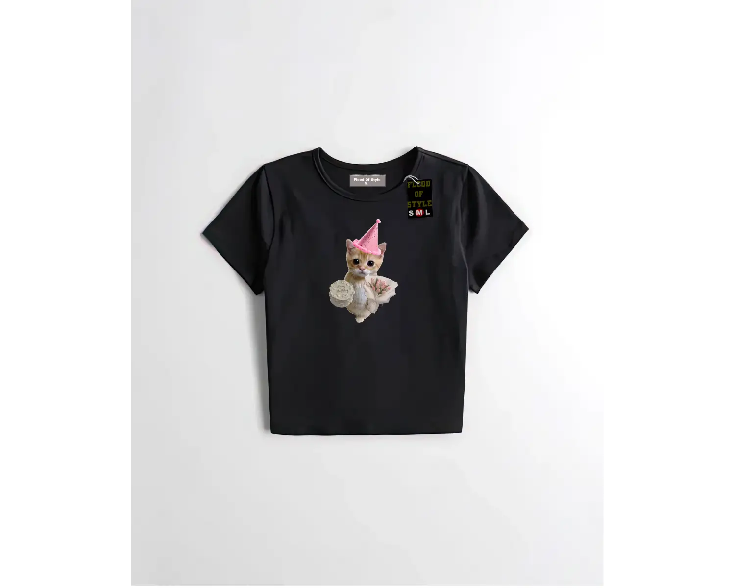 Beyaz Babby Tee happy kedi Özel tasarım