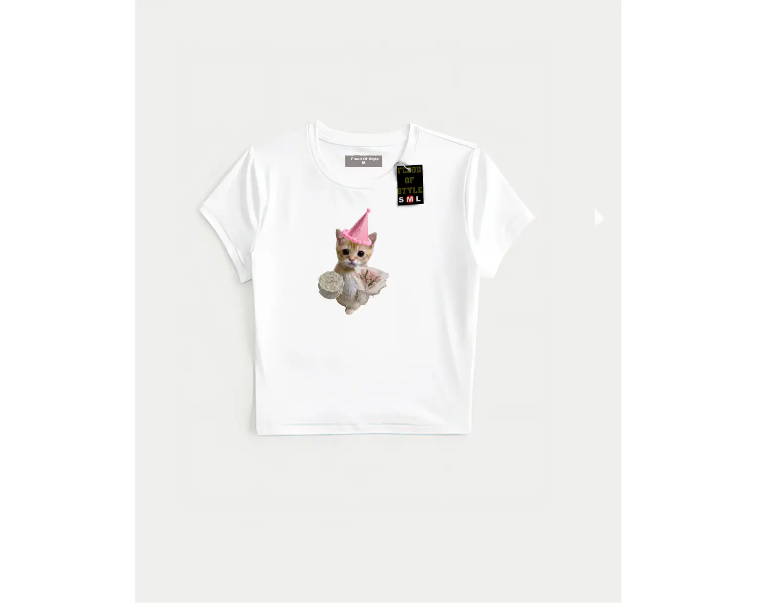 Beyaz Babby Tee happy kedi Özel tasarım