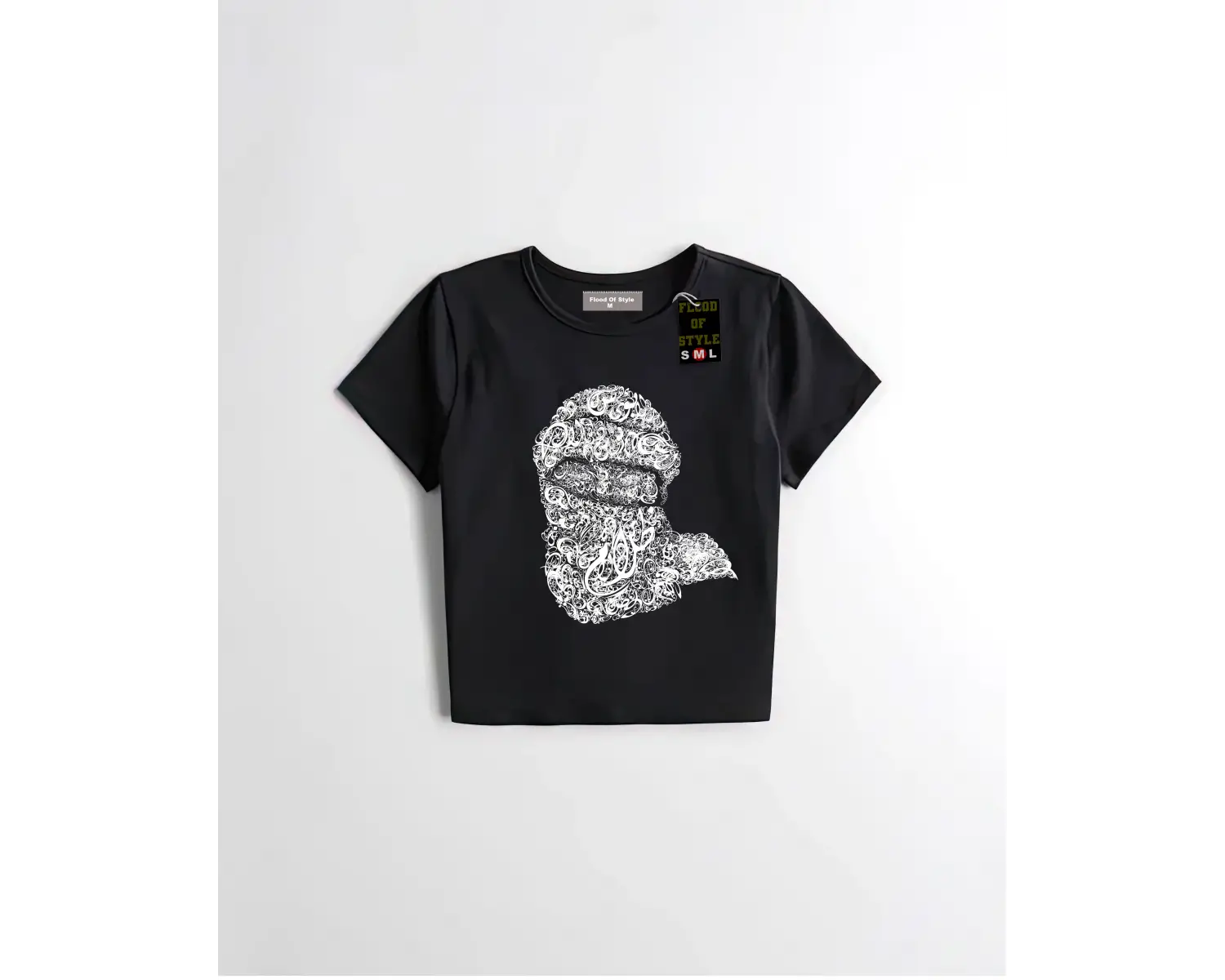 Beyaz Babby Tee kafa şal desen Özel tasarım