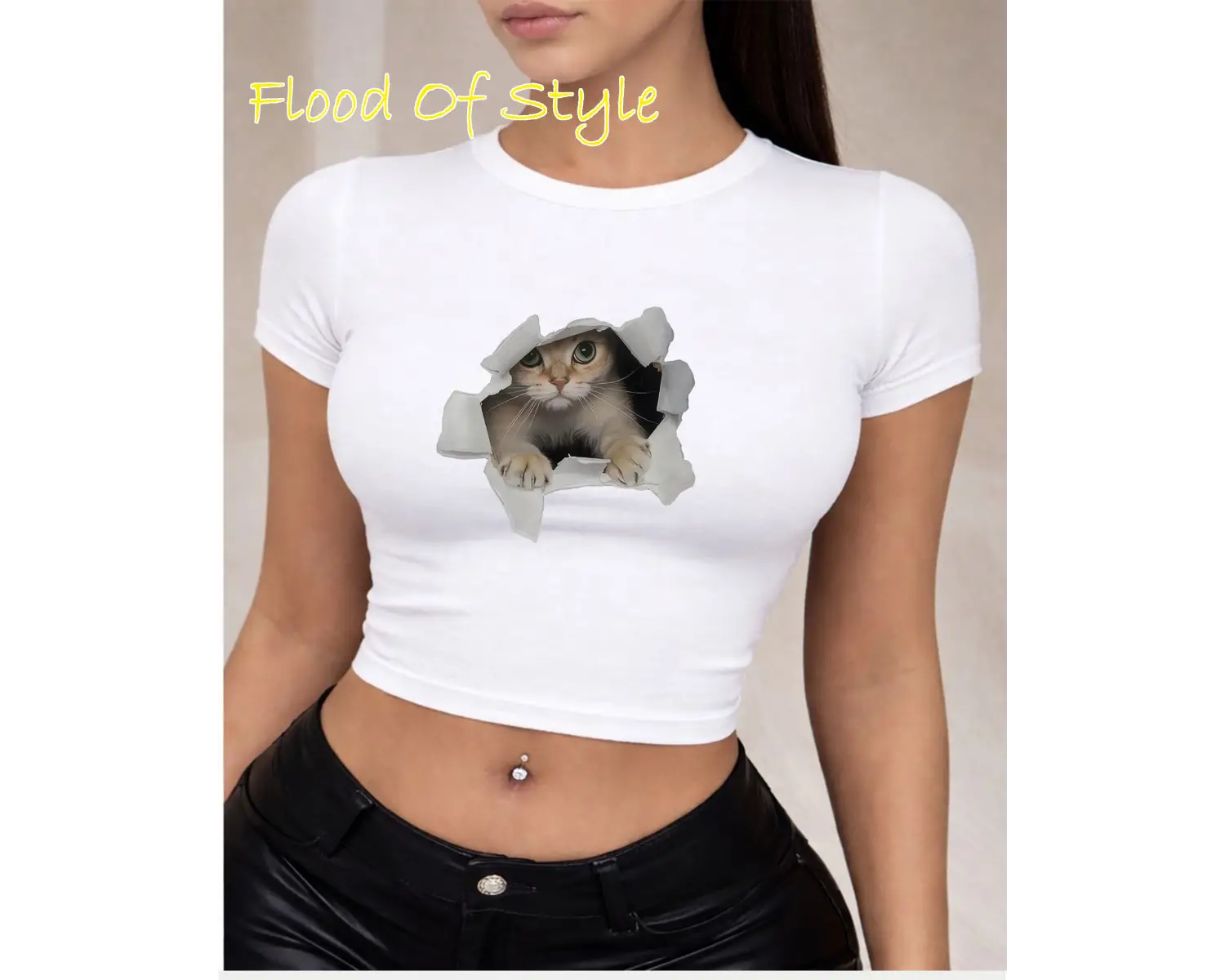 Beyaz Babby Tee kedi Özel tasarım