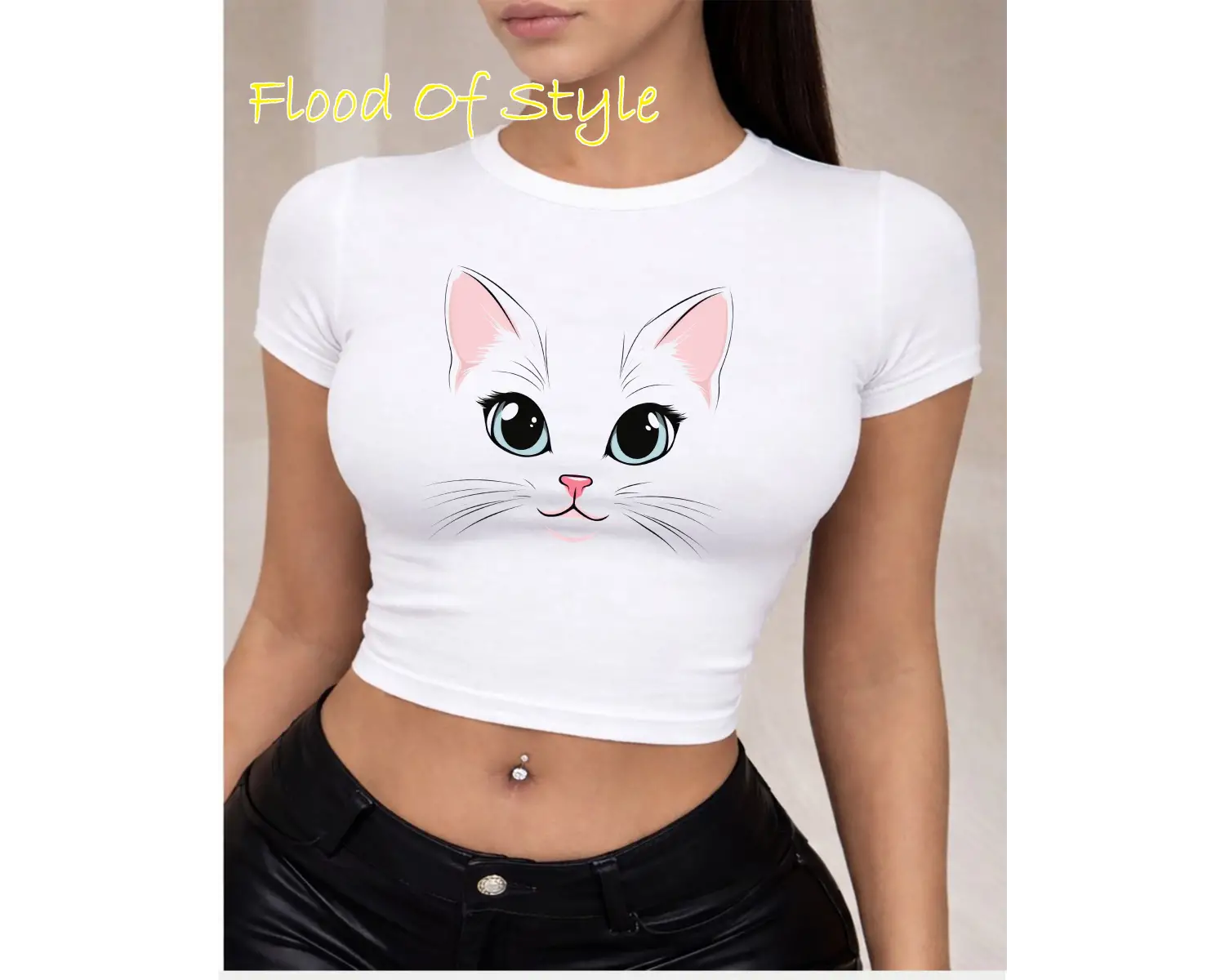 Beyaz Babby Tee kedi Özel tasarım