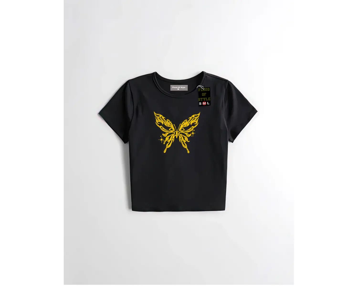 Beyaz Babby Tee kelebek sarı Özel tasarım