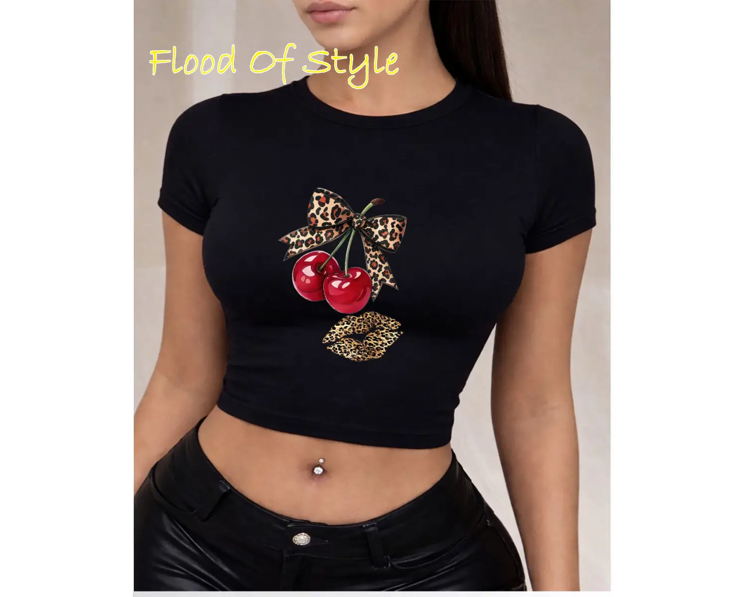 Beyaz Babby Tee kiraz kurdale dudak Özel tasarım