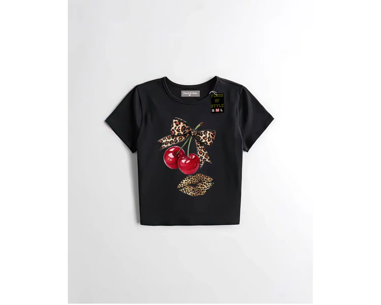 Beyaz Babby Tee kiraz kurdale dudak Özel tasarım