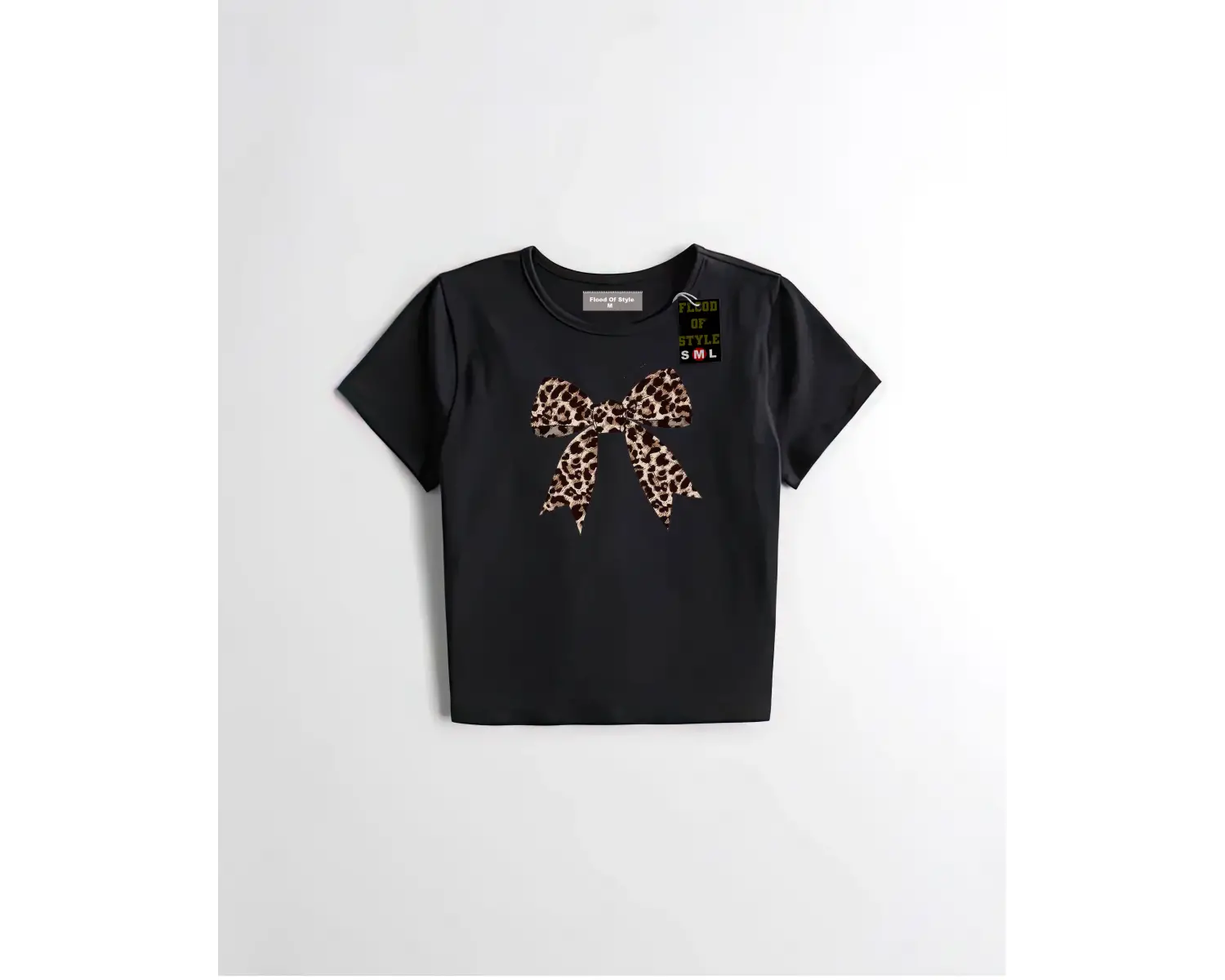 Beyaz Babby Tee leopar kurdale Özel tasarım