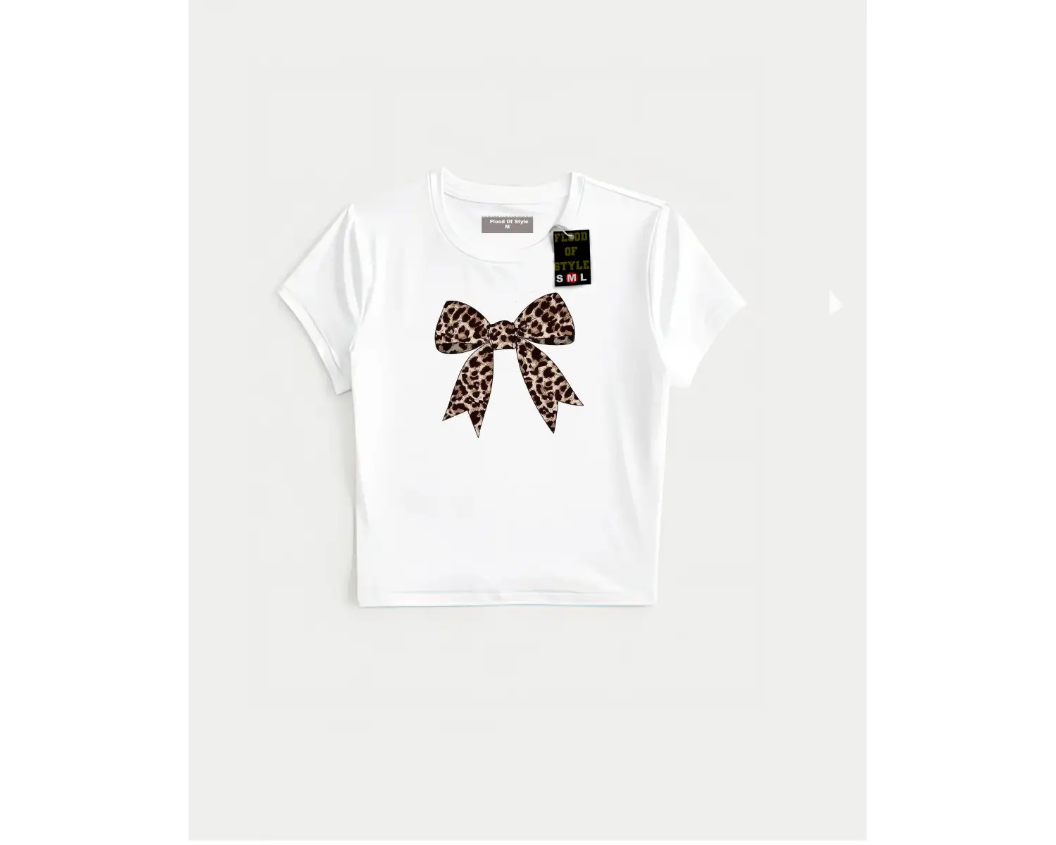 Beyaz Babby Tee leopar kurdale Özel tasarım