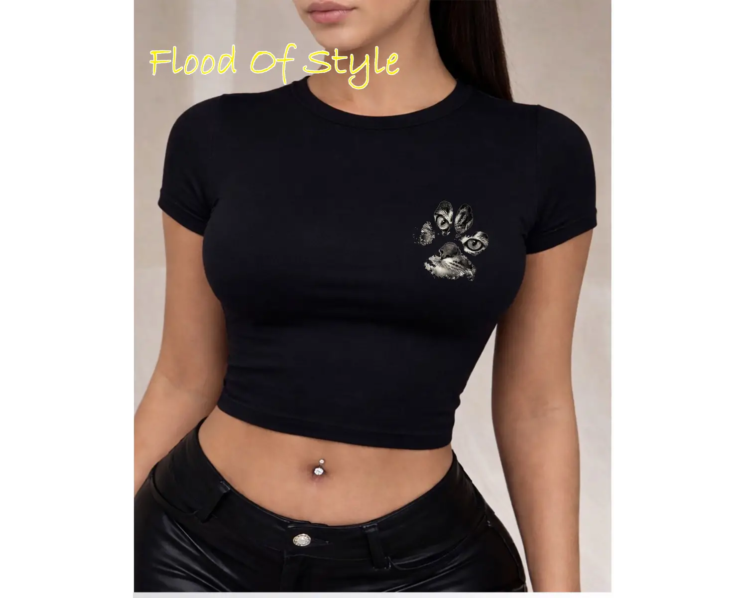 Beyaz Babby Tee minimal kedi patisi Özel tasarım