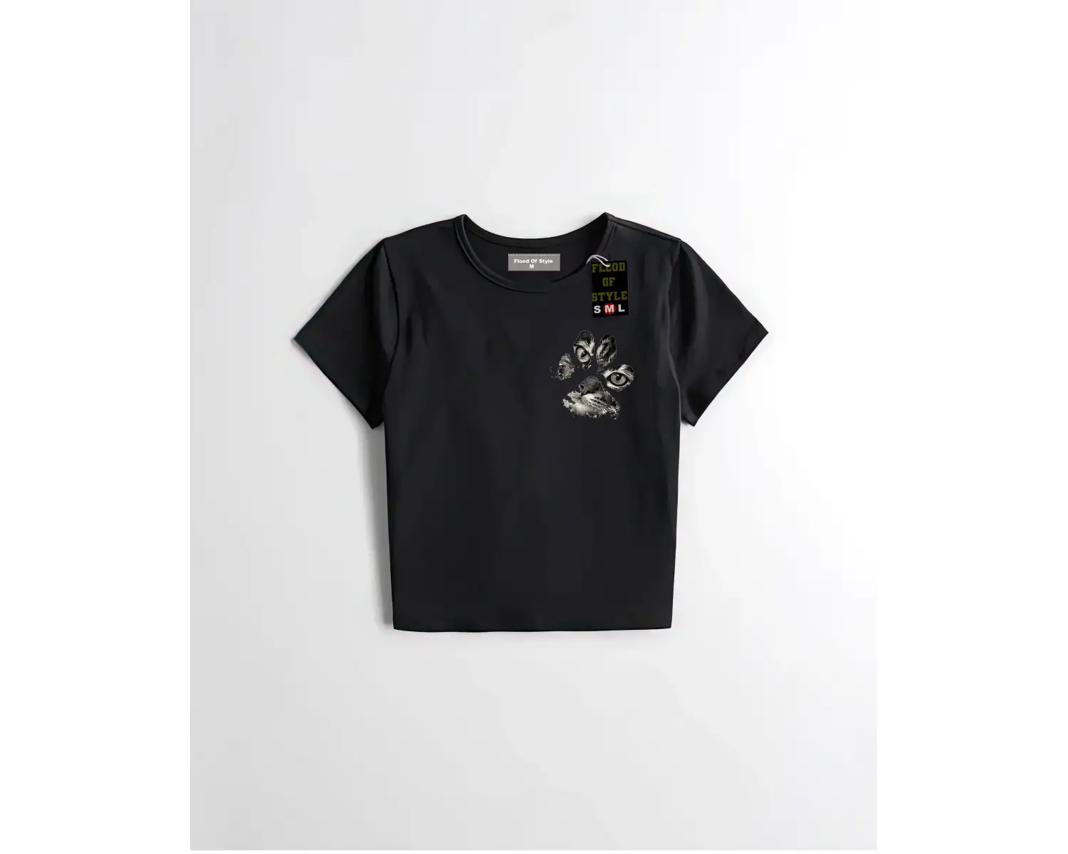 Beyaz Babby Tee minimal kedi patisi Özel tasarım