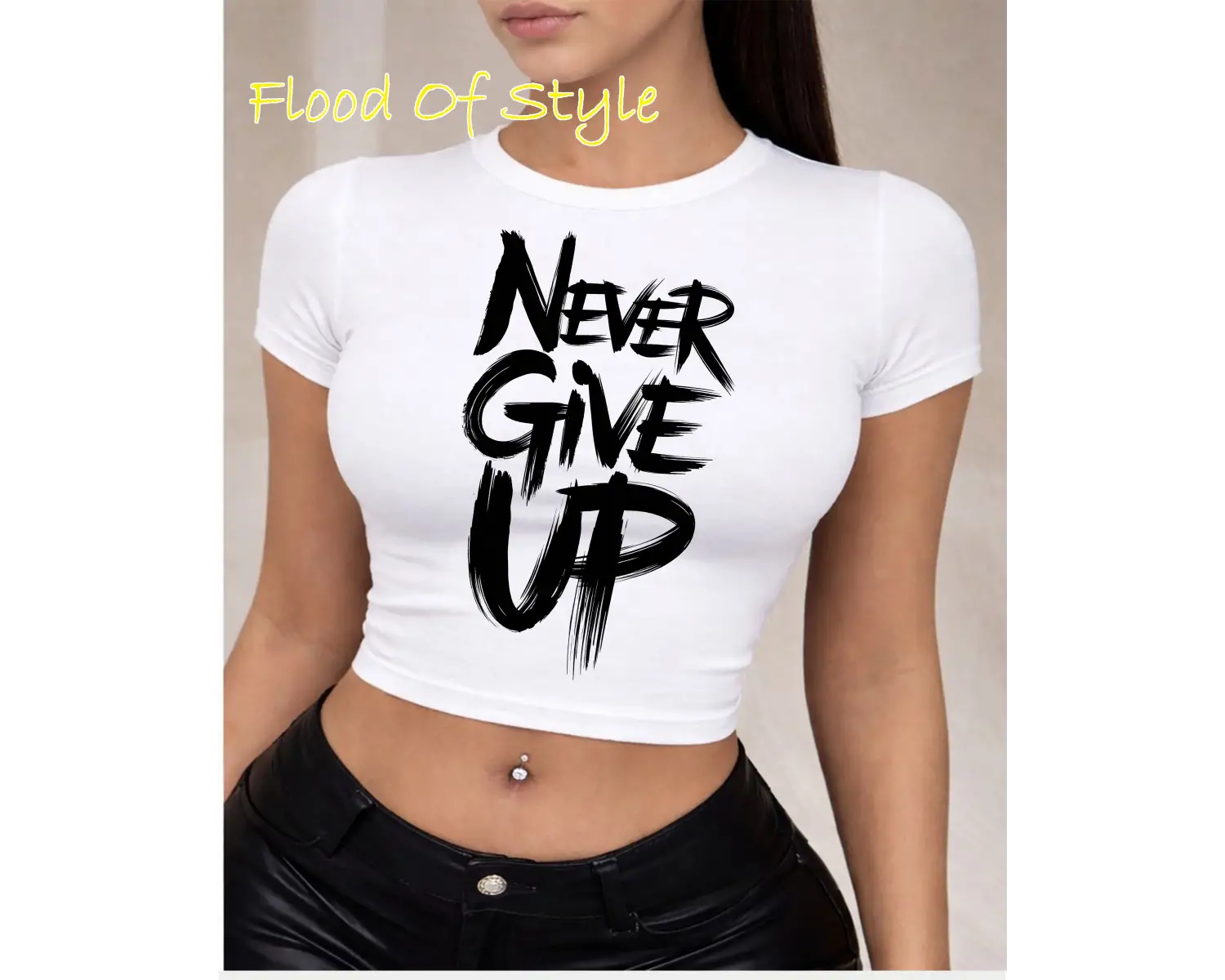 Beyaz Babby Tee nevergiveup Özel tasarım