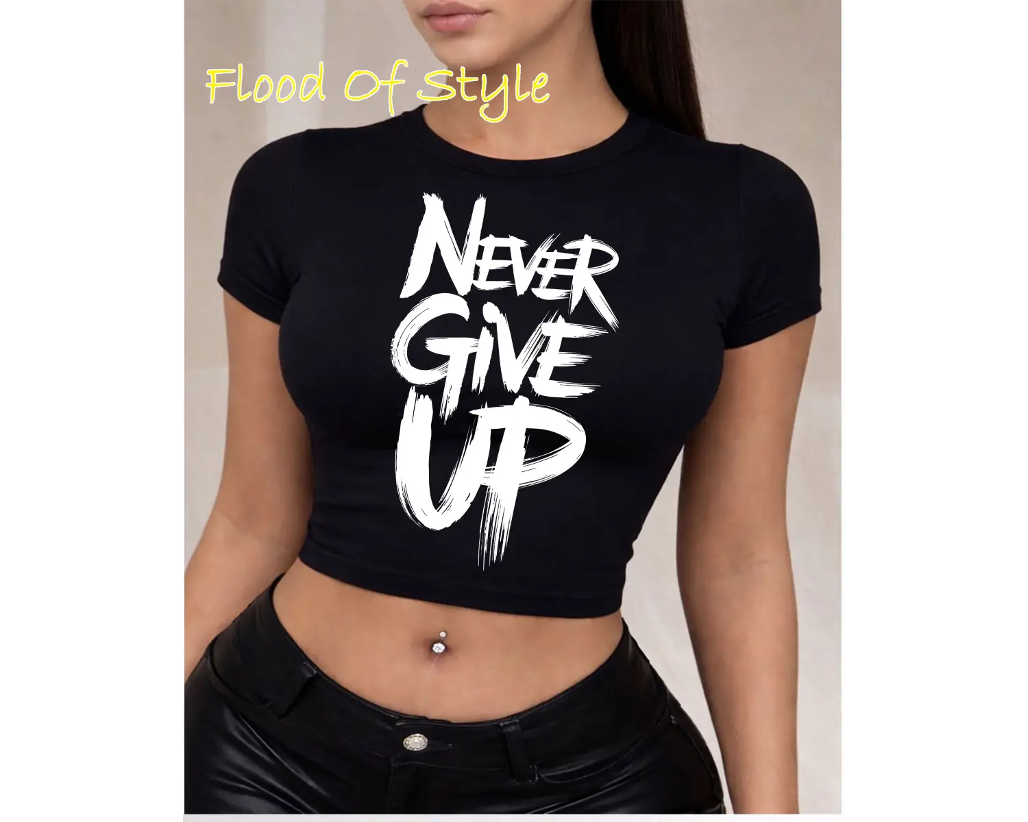 Beyaz Babby Tee nevergiveup Özel tasarım