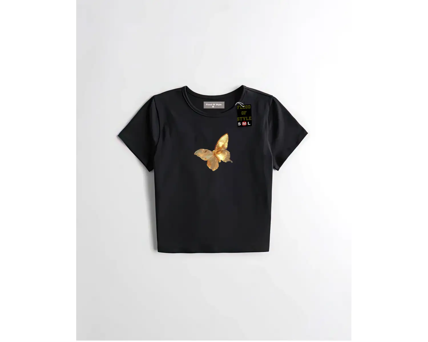 Beyaz Babby Tee sarı kelebek Özel tasarım