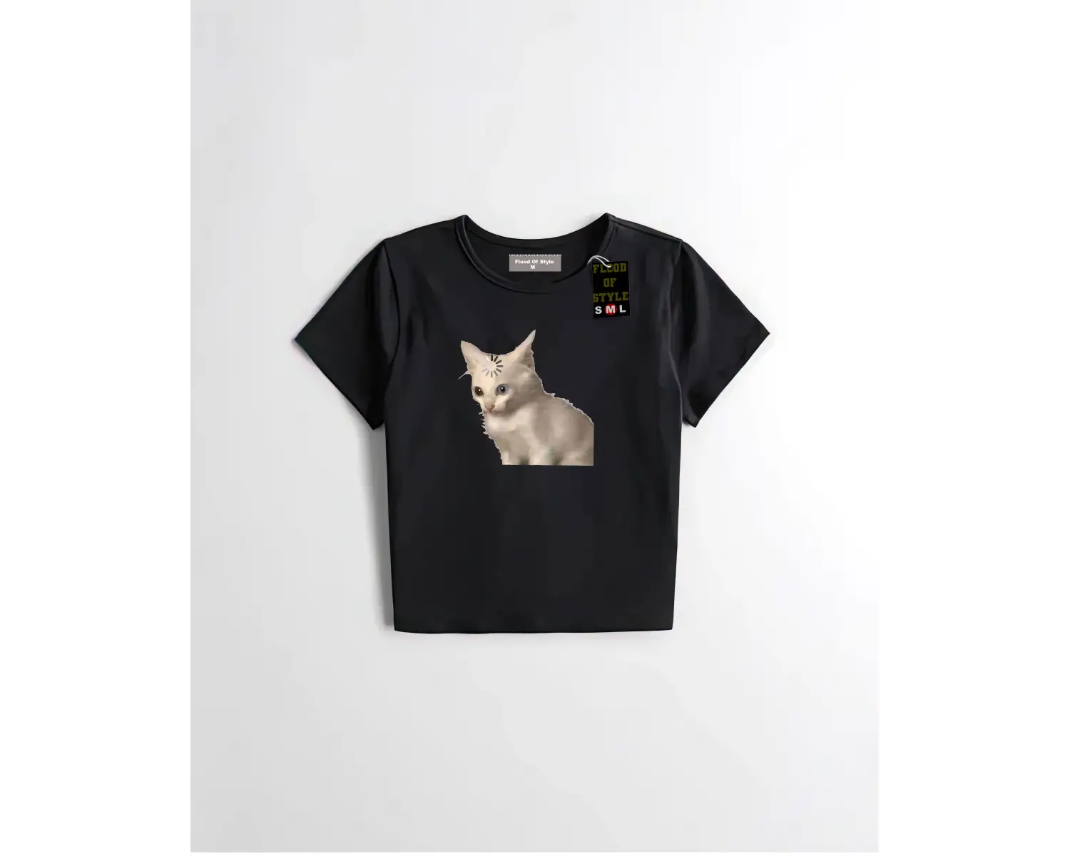 Beyaz Babby Tee şaşkın kedi Özel tasarım