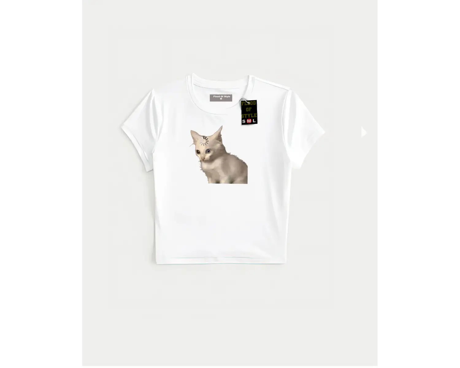 Beyaz Babby Tee şaşkın kedi Özel tasarım