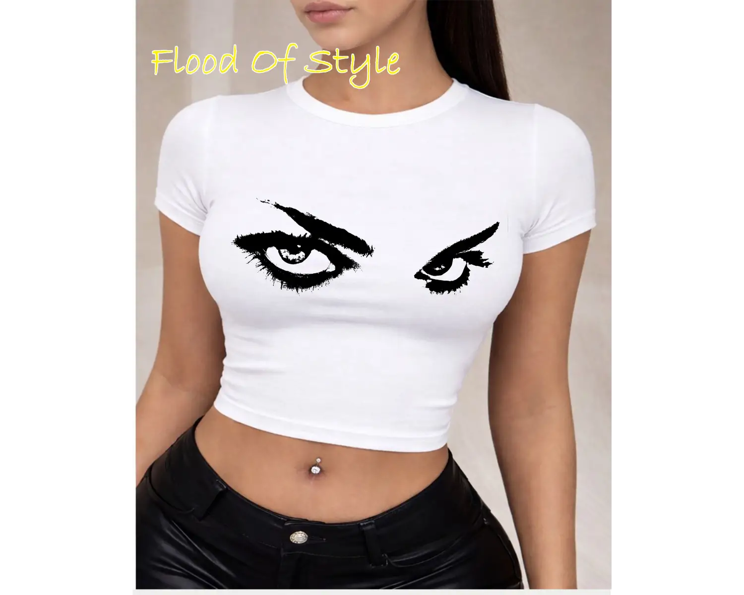 Beyaz Babby Tee sert bakış göz Özel tasarım