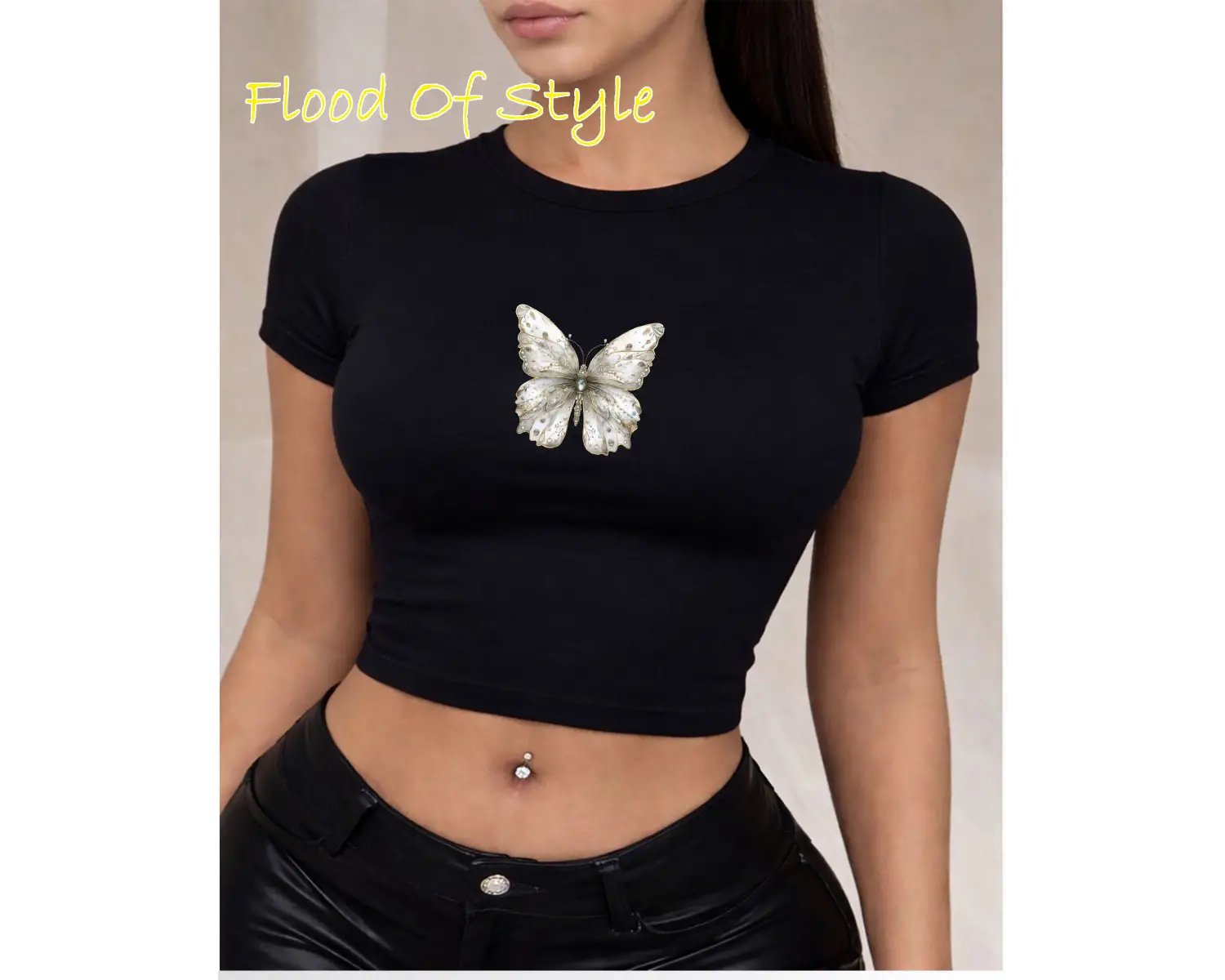 Beyaz Babby Tee taş desenli kelebek Özel tasarım